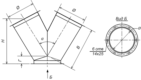 Схема габаритных размеров ввода симметричного СС30-03